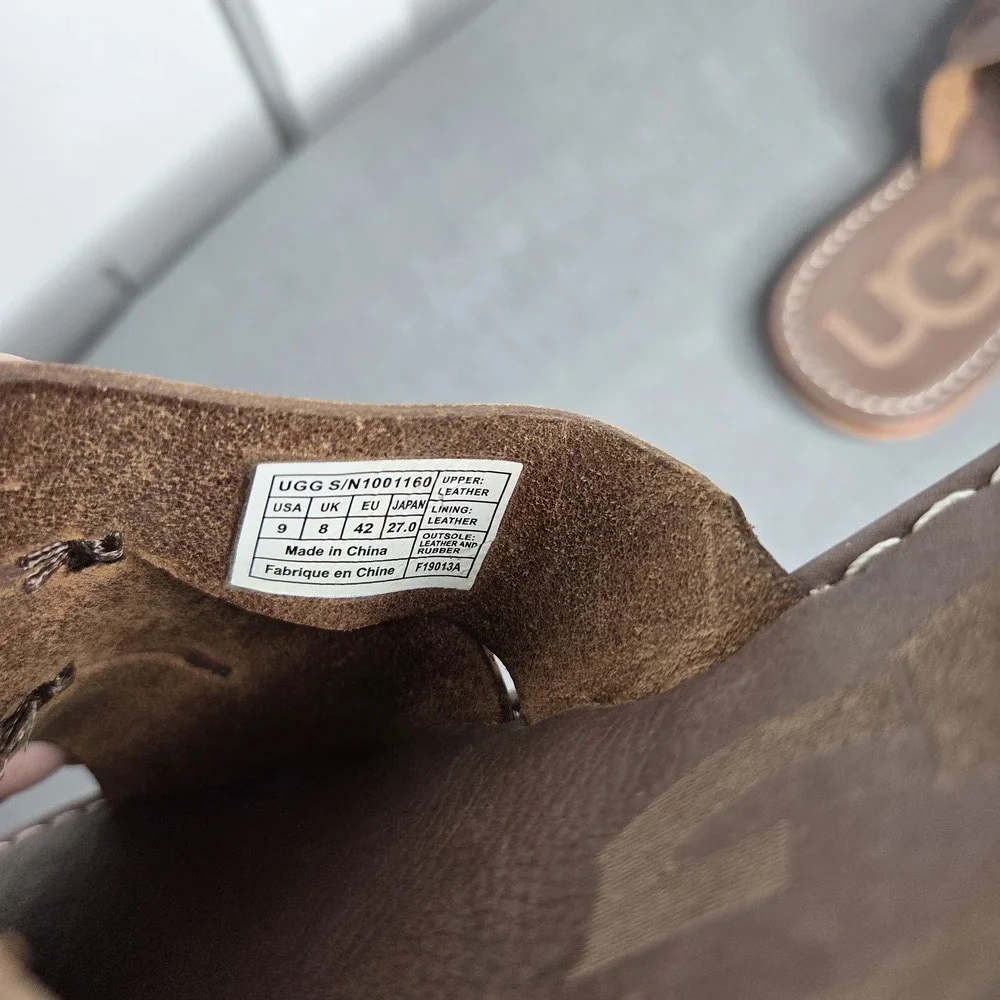 UGG Men's Brown Leather Slide Sandals Size 9 US / EU 42